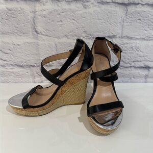 Charles By Charles David Black and Silver Wedges 7 1/2M